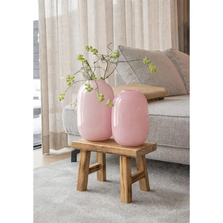 Mega Collections Bloemenvaas - roze - glas - D17 x H25 cm
