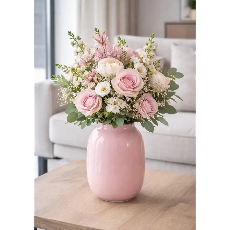 Mega Collections Bloemenvaas - lichtgrijs - glas - D17 x H25 cm