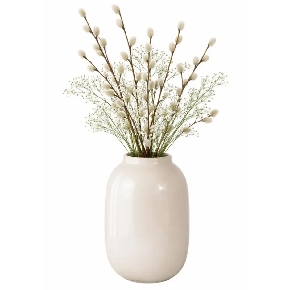Mega Collections Bloemenvaas - lichtgrijs - glas - D17 x H25 cm