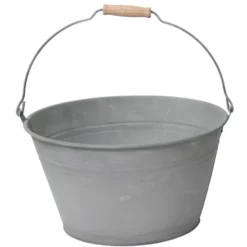 Mega Collections Emmer/plantenpot - zink - grijs - D27 x H15 cm