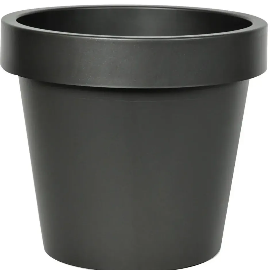 Mega Collections Plantenpot/bloempot - kunststof - zwart - D30 cm