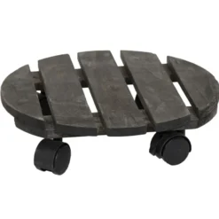Mega Collections Planten trolley -hout - D25 x H8 cm - tot 50 kg