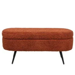 Metalen bank met terracotta krullen