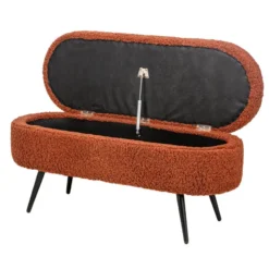 Metalen bank met terracotta krullen
