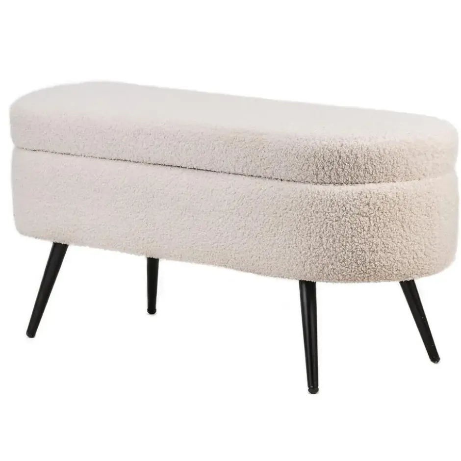Metalen bank met witte krullen