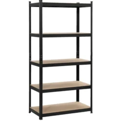 Metalen stellingkast - zwart - 90x45x180 cm