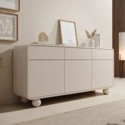 Meubella - Anobo - Dressoir - Beige - 160x39x75 cm