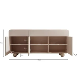 Meubella - Anobo - Dressoir - Beige - 160x39x75 cm