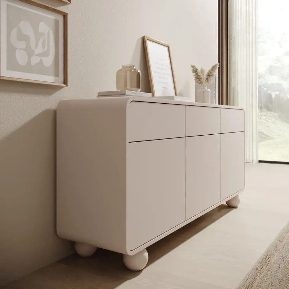 Meubella - Anobo - Dressoir - Beige - 160x39x75 cm