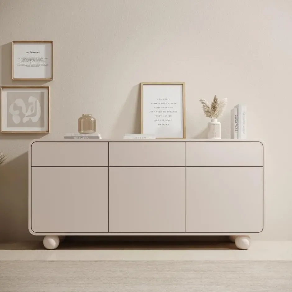 Meubella - Anobo - Dressoir - Beige - 160x39x75 cm