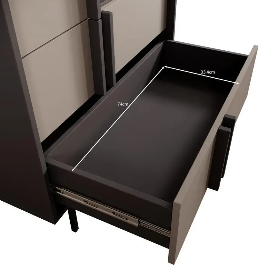 Meubella - Antigo - Boekenkast - Eiken/Antraciet - 83x43x155 cm