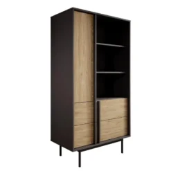 Meubella - Antigo - Boekenkast - Eiken/Antraciet - 83x43x155 cm