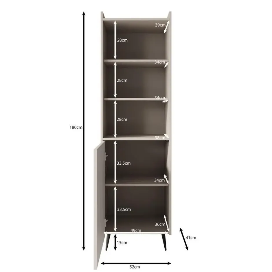 Meubella - Asty - Boekenkast - Donker eiken - 52x41x180 cm
