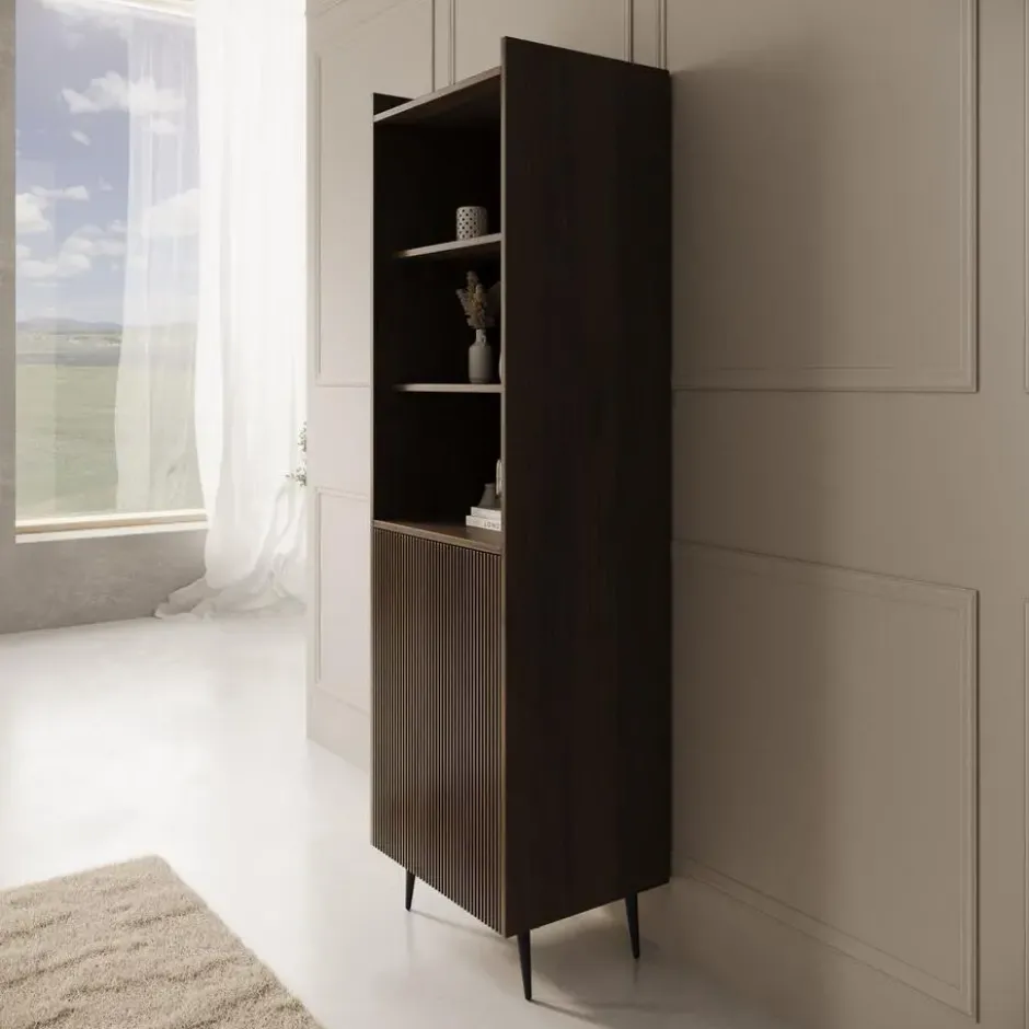 Meubella - Asty - Boekenkast - Donker eiken - 52x41x180 cm