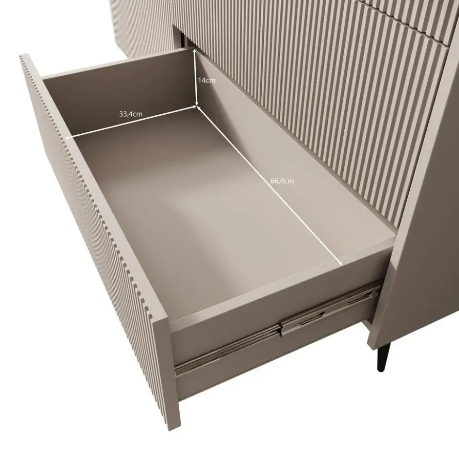 Meubella - Asty - Dressoir - Beige - 126x41x92 cm