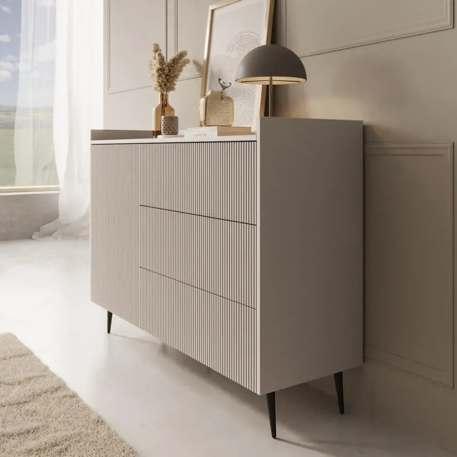Meubella - Asty - Dressoir - Beige - 126x41x92 cm