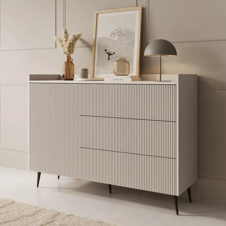 Meubella - Asty - Dressoir - Beige - 126x41x92 cm