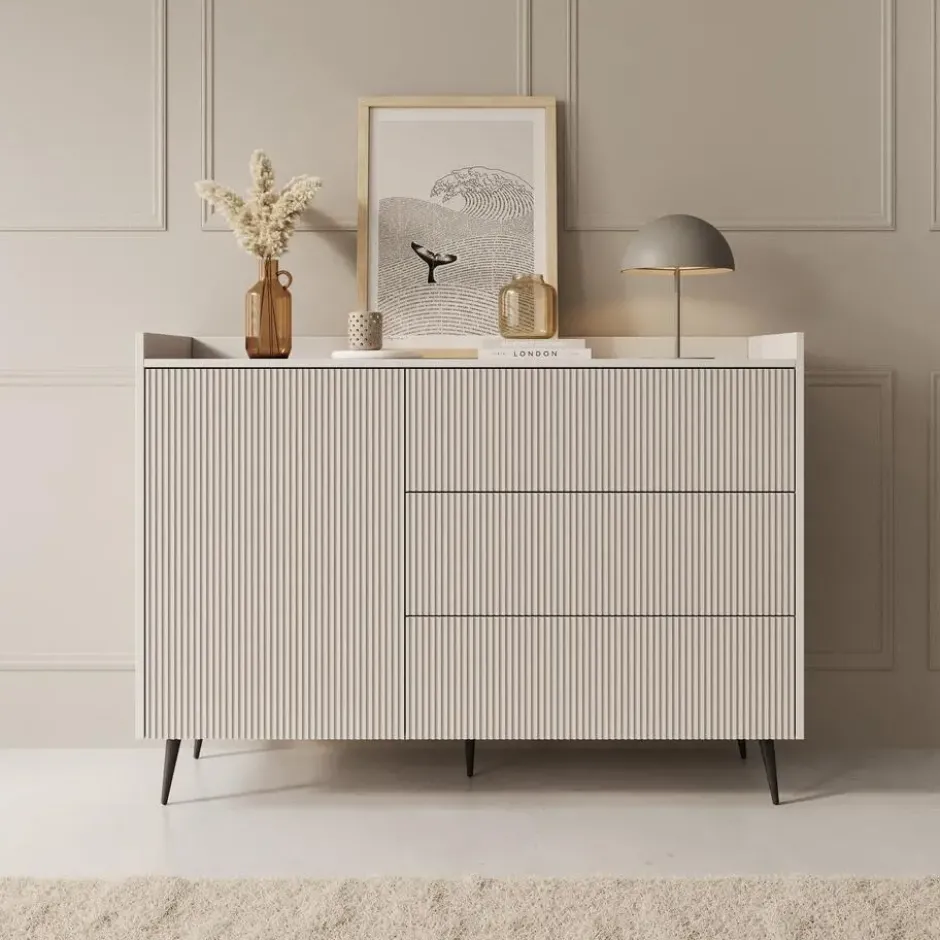 Meubella - Asty - Dressoir - Beige - 126x41x92 cm