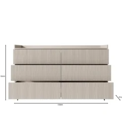 Meubella - Asty - Ladekast met 6 lades - Beige - 150x41x92 cm