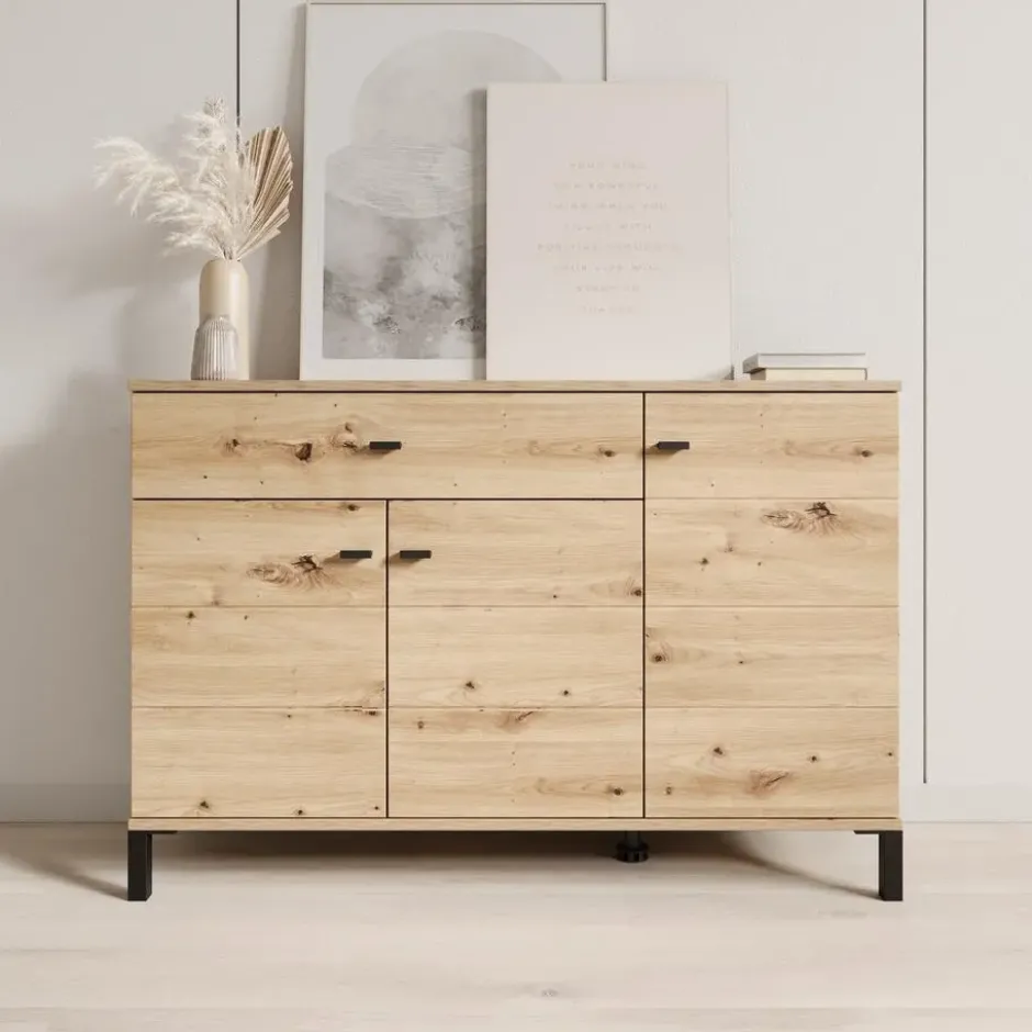 Meubella - Avellio - Dressoir - Eikenpatroon - 116x35x78 cm