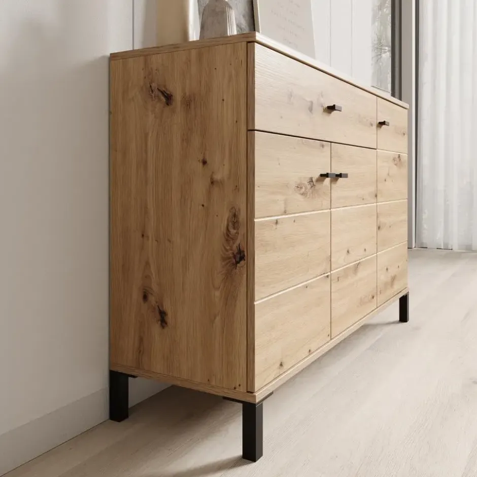 Meubella - Avellio - Dressoir - Eikenpatroon - 116x35x78 cm