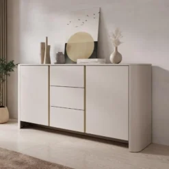 Meubella - Barbados - Dressoir - Beige - 168x39x84 cm