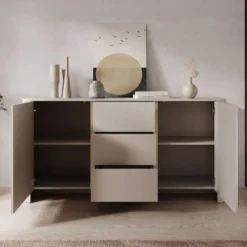 Meubella - Barbados - Dressoir - Beige - 168x39x84 cm