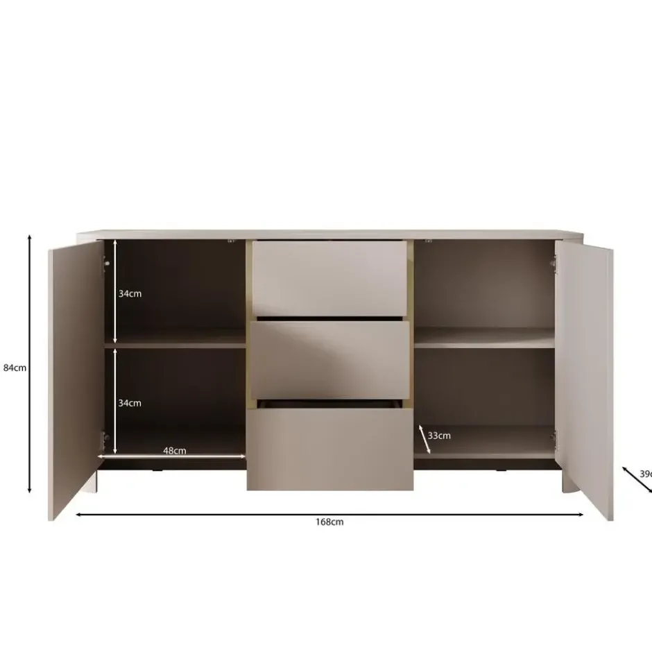 Meubella - Barbados - Dressoir - Eiken - 168x39x84 cm