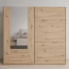 Meubella - Basmira - Kledingkast - Schuifdeuren - Eiken - 220x62x205 cm