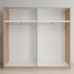 Meubella - Basmira - Kledingkast - Schuifdeuren - Eiken - 220x62x205 cm