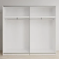 Meubella - Basmira - Kledingkast - Schuifdeuren - Wit - 220x62x205 cm