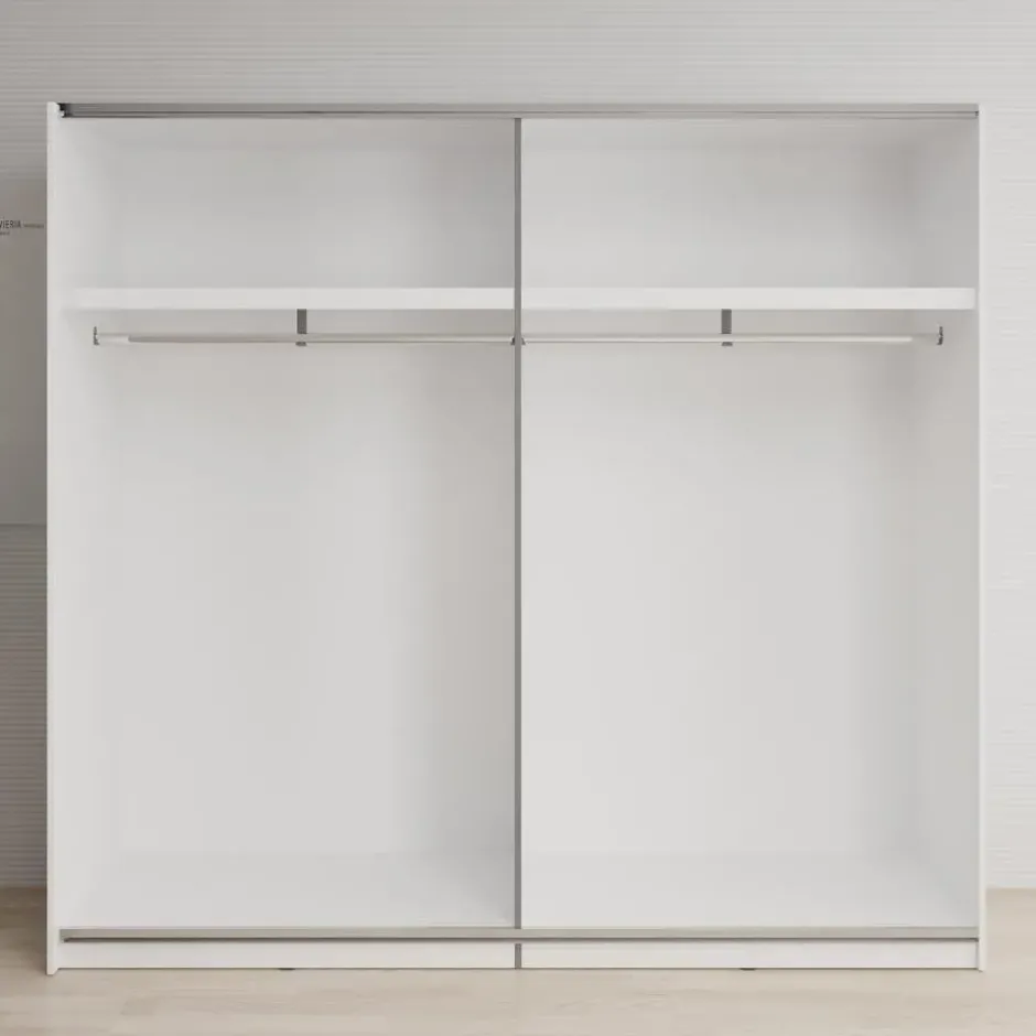 Meubella - Basmira - Kledingkast - Schuifdeuren - Wit - 220x62x205 cm