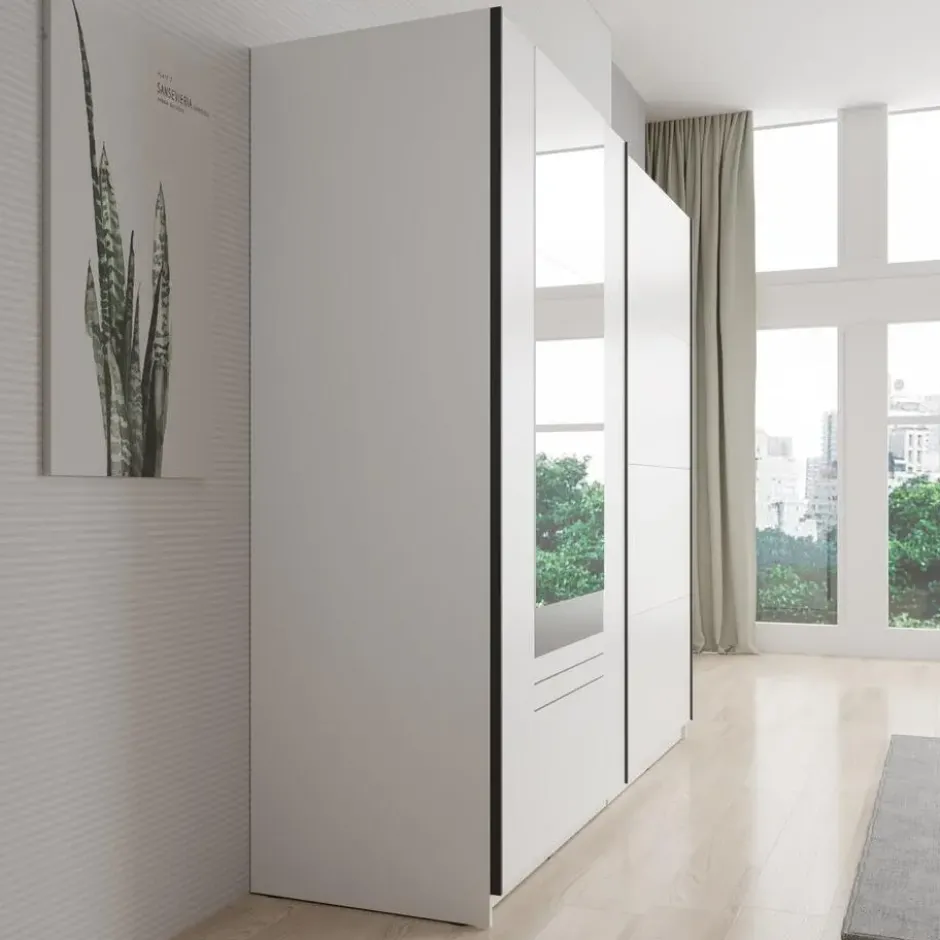 Meubella - Basmira - Kledingkast - Schuifdeuren - Wit - 220x62x205 cm