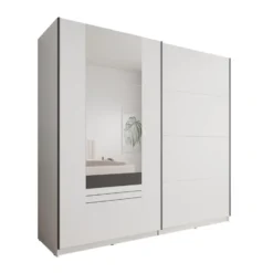 Meubella - Basmira - Kledingkast - Schuifdeuren - Wit - 220x62x205 cm
