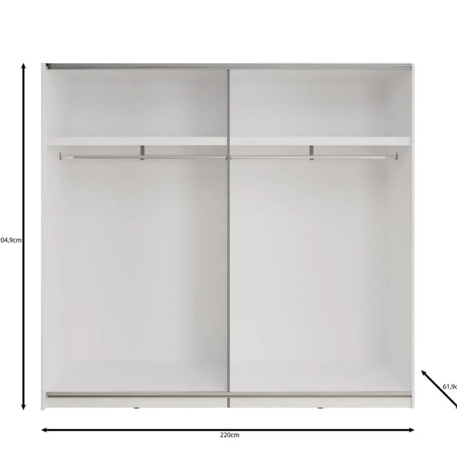 Meubella - Basmira - Kledingkast - Schuifdeuren - Wit - 220x62x205 cm