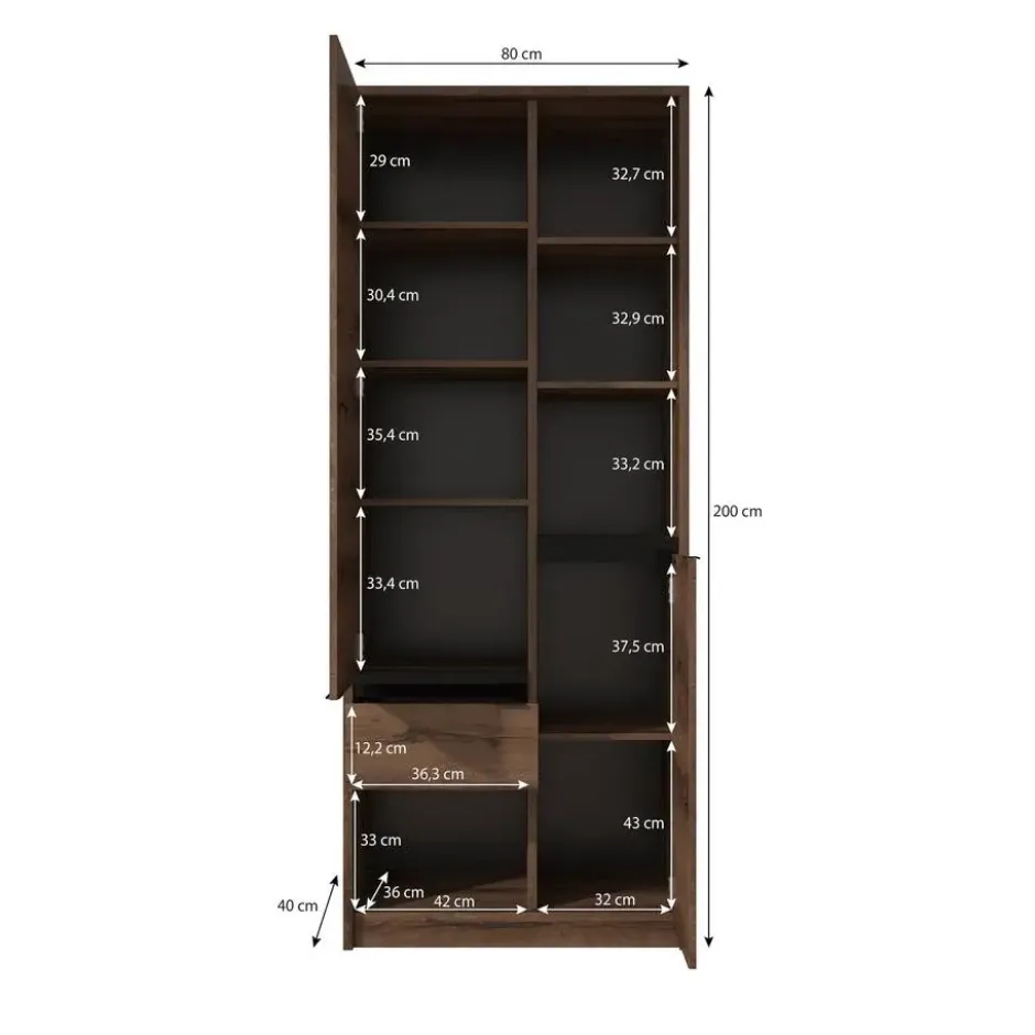 Meubella - Boekenkast Diplo - Eiken - 80 cm