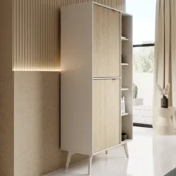 Meubella - Boekenkast Essence - Beige - Licht eiken - 80 cm