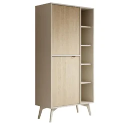 Meubella - Boekenkast Essence - Beige - Licht eiken - 80 cm