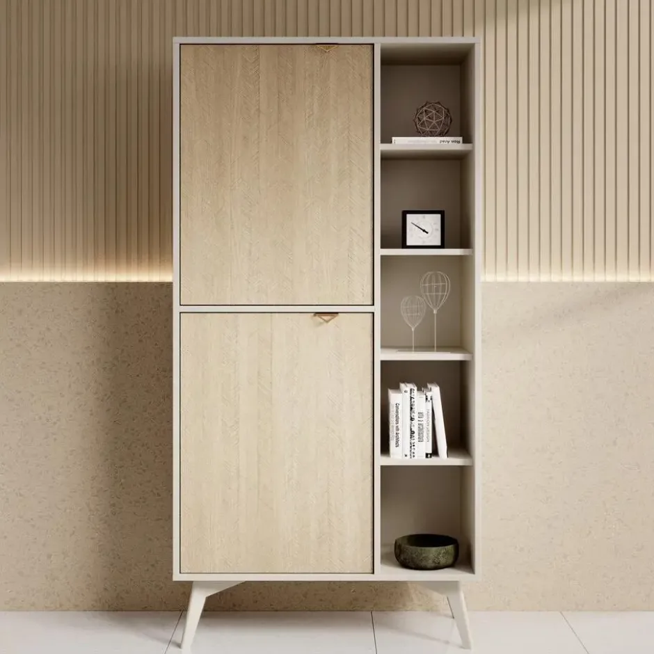 Meubella - Boekenkast Essence - Beige - Licht eiken - 80 cm