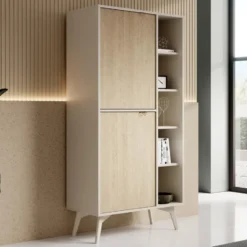Meubella - Boekenkast Essence - Beige - Licht eiken - 80 cm