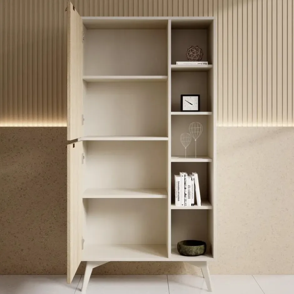 Meubella - Boekenkast Essence - Beige - Licht eiken - 80 cm