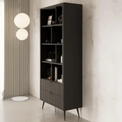 Meubella - Boekenkast Lima - Zwart - 88 cm