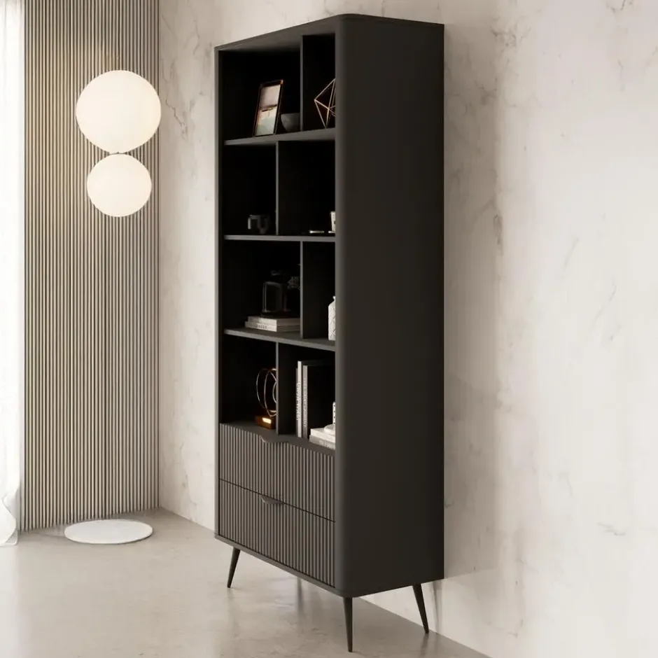 Meubella - Boekenkast Lima - Zwart - 88 cm