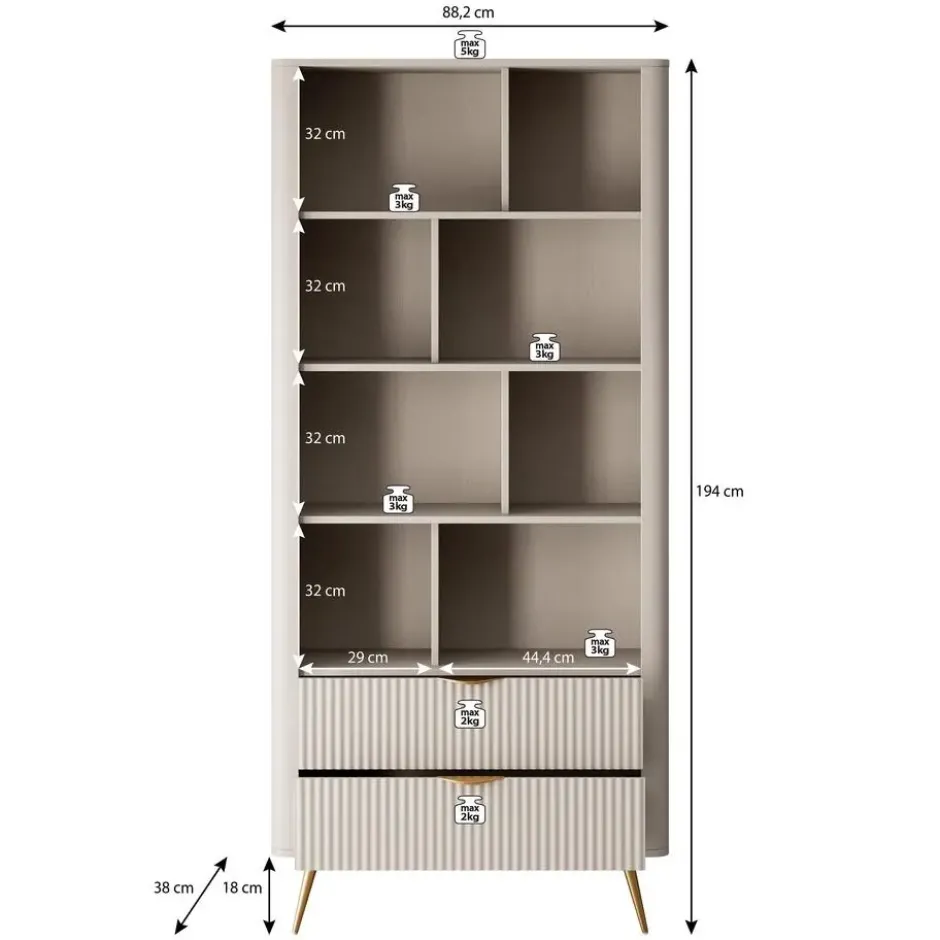 Meubella - Boekenkast Lima - Zwart - 88 cm