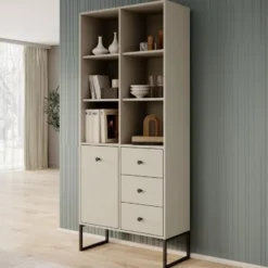 Meubella - Boekenkast Lyndall - Beige - 77 cm