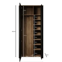 Meubella - Borello - Kledingkast 2 deurs - Zwart - 94x42x205 cm