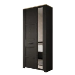 Meubella - Borello - Kledingkast 2 deurs - Zwart - 94x42x205 cm