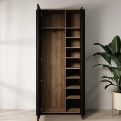 Meubella - Borello - Kledingkast 2 deurs - Zwart - 94x42x205 cm