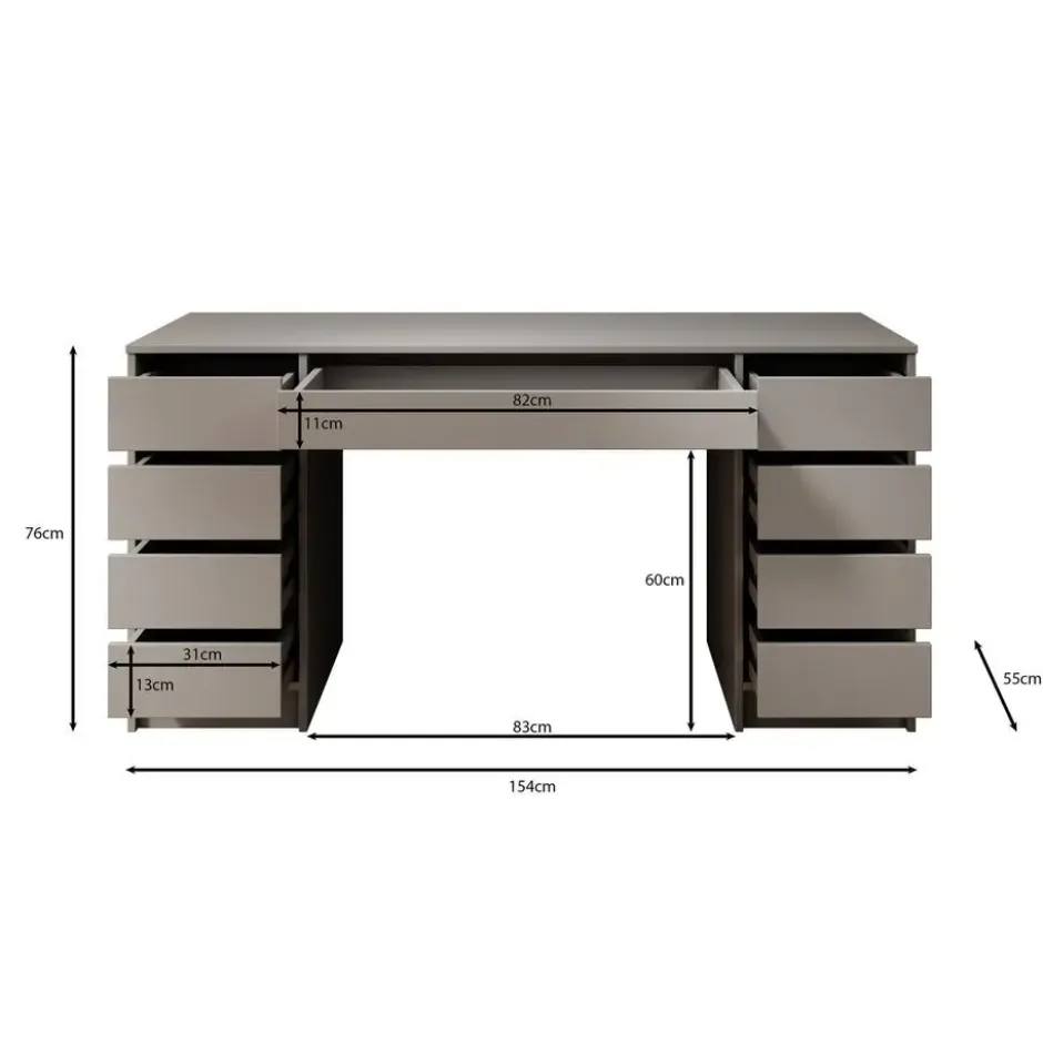 Meubella - Bureau Avio 2 - Beige - 154 cm