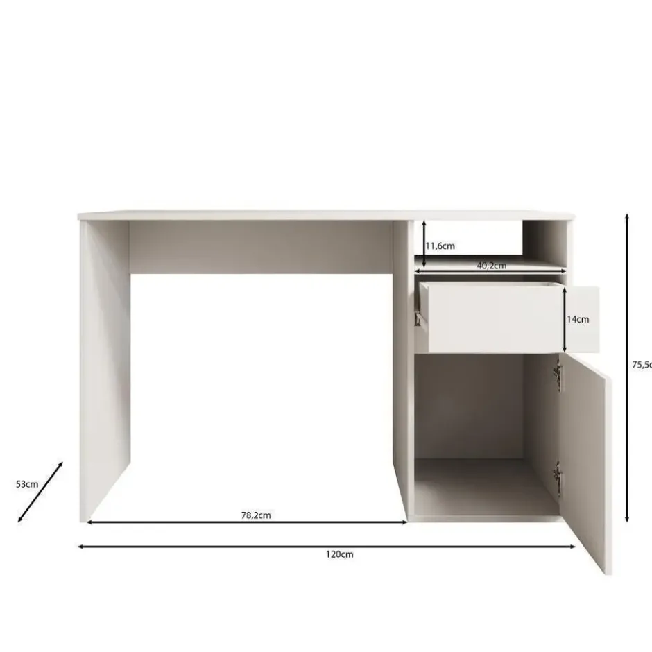Meubella - Bureau Babot - Wit 1 - 120 cm